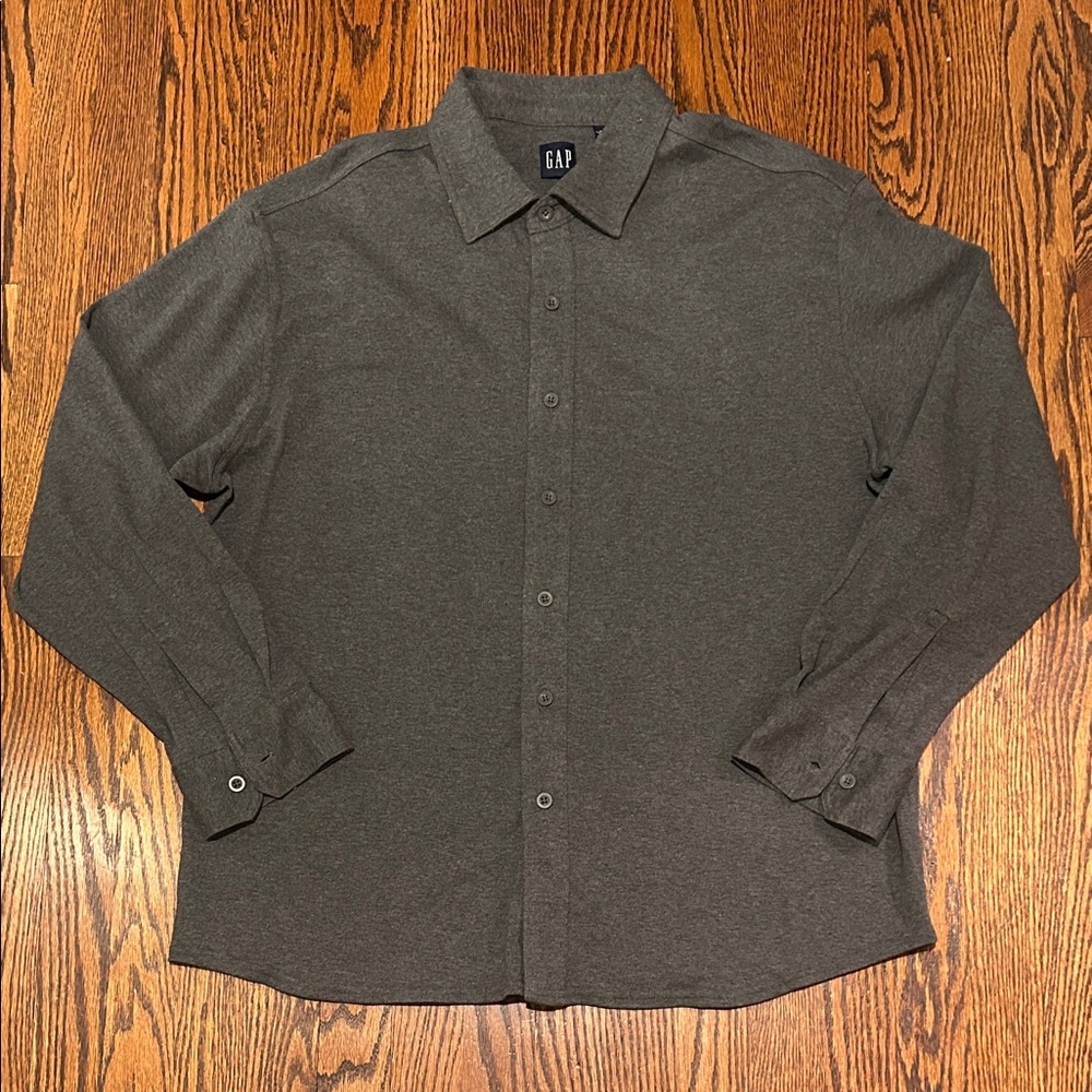 GAP Charcoal Button-Up cotton Knit Shirt